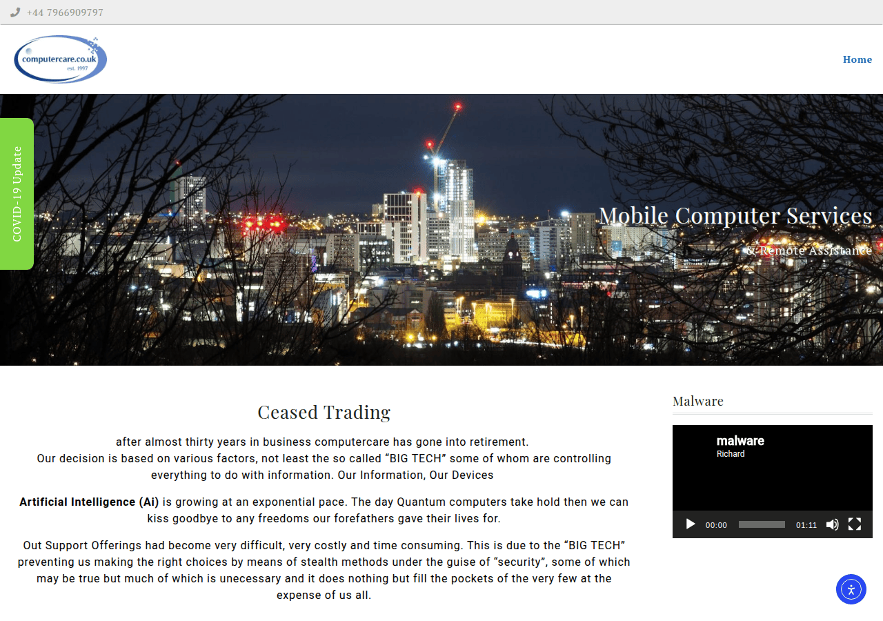 Screenshot of computercare.co.uk