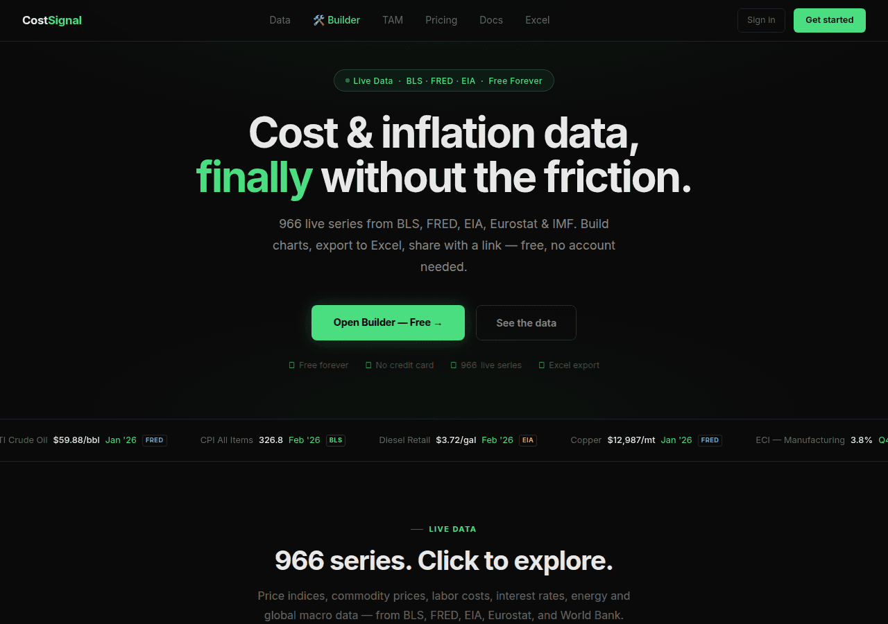 Screenshot of costsignal.io