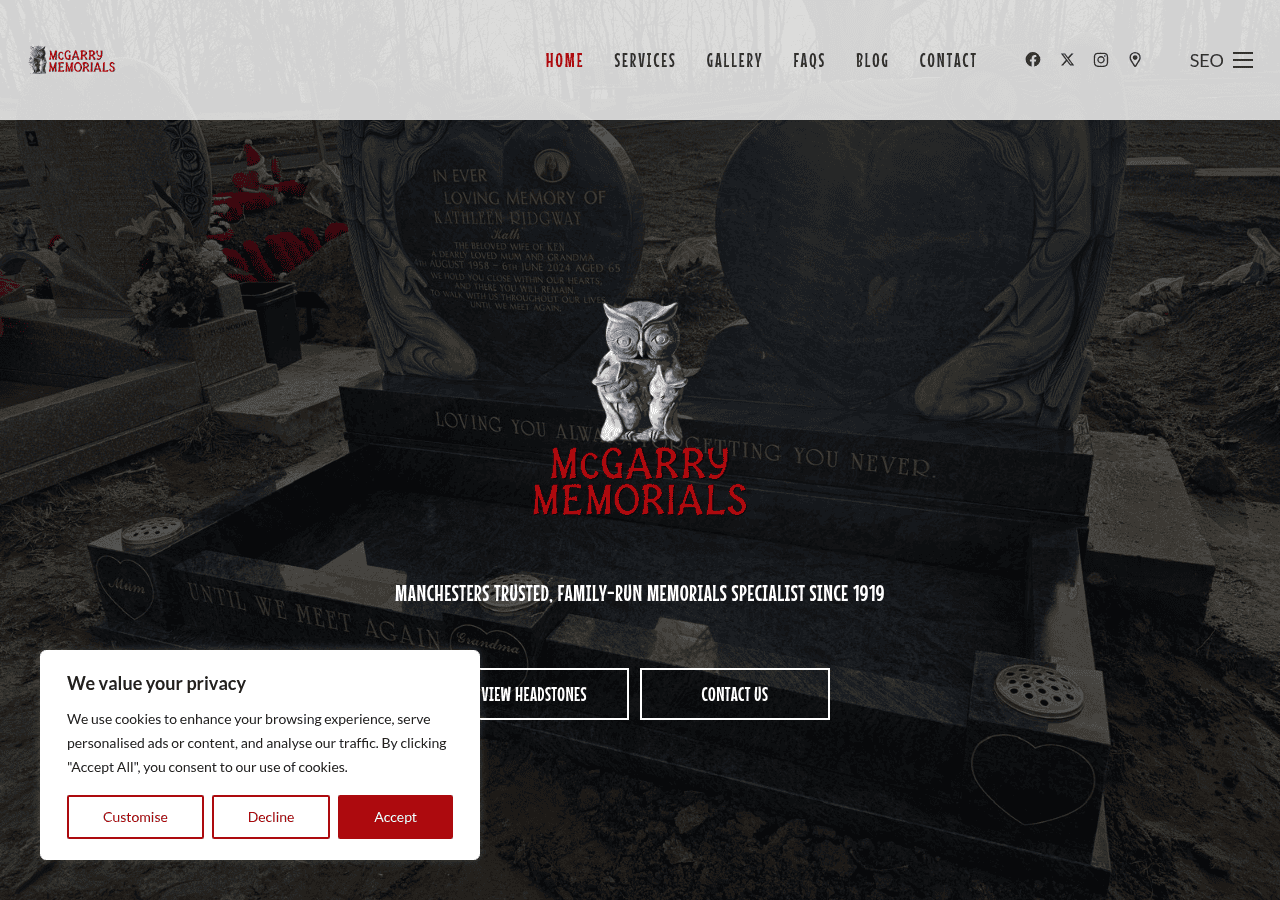 Screenshot of memorialsmanchester.com