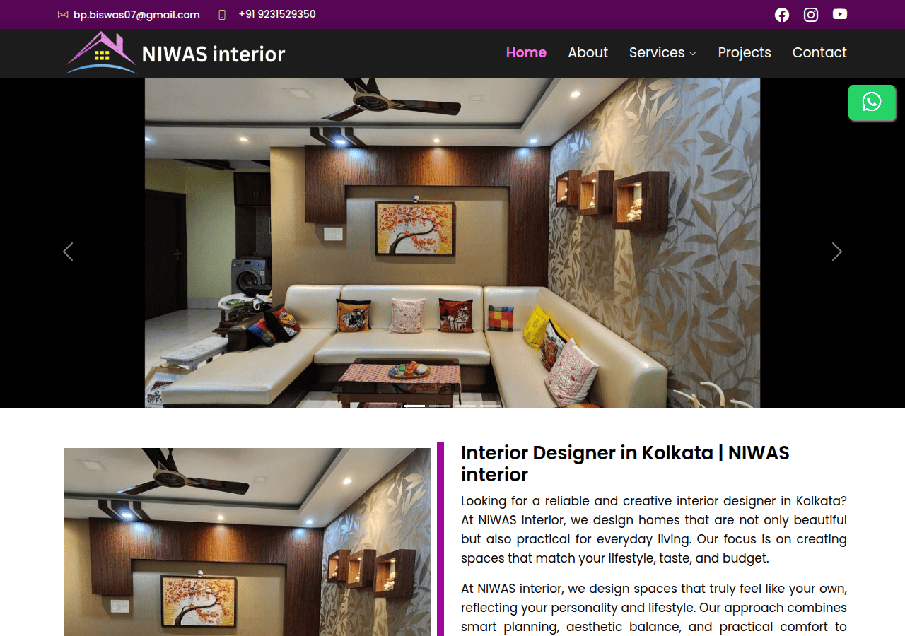 Screenshot of niwasinterior.in