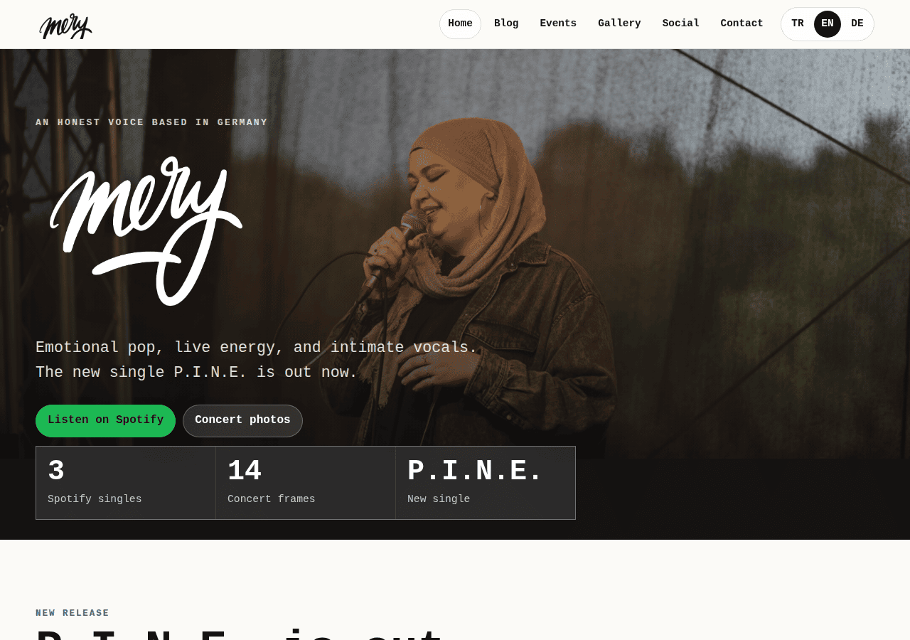 Screenshot of merysings.com