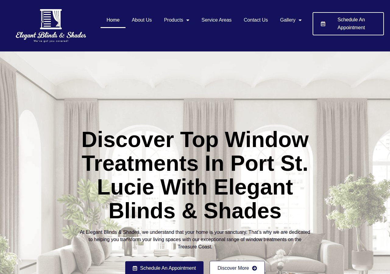 Screenshot of elegantblindsnshades.com
