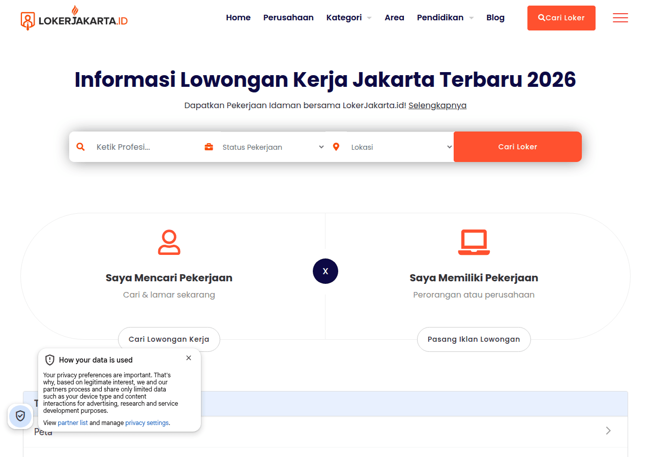 Screenshot of lokerjakarta.id