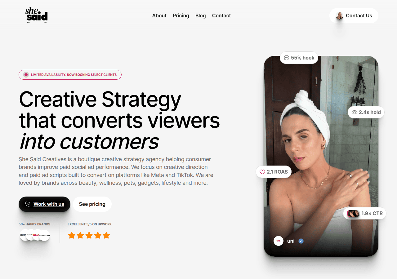 Screenshot of shesaidcreatives.com