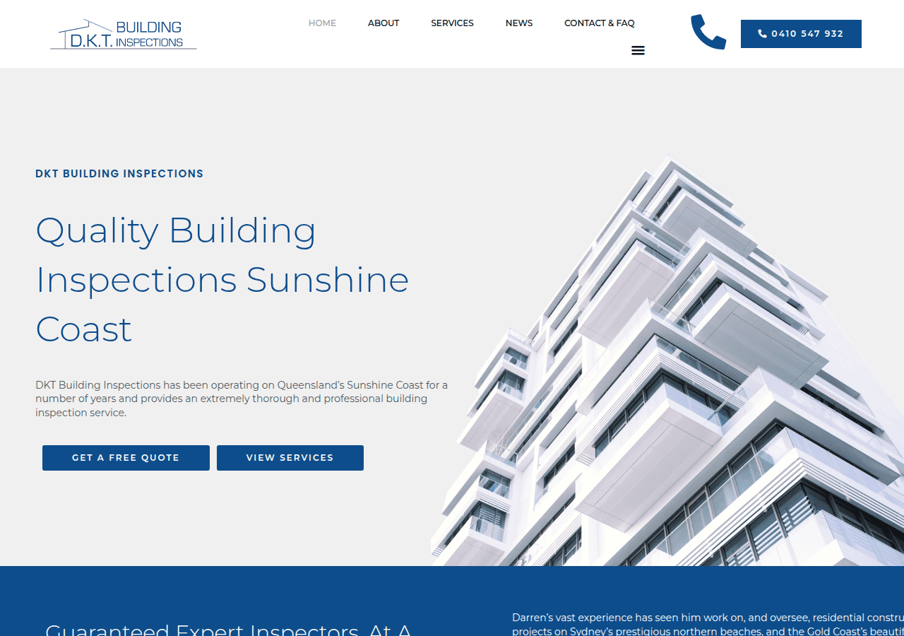 Screenshot of dktbuildinginspections.com.au