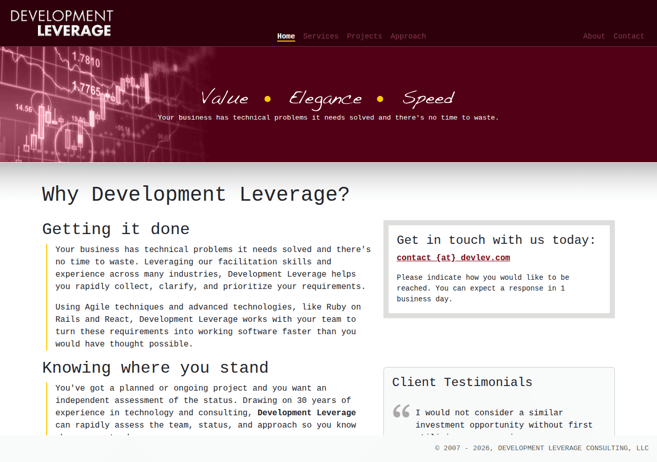 Screenshot of devlev.com