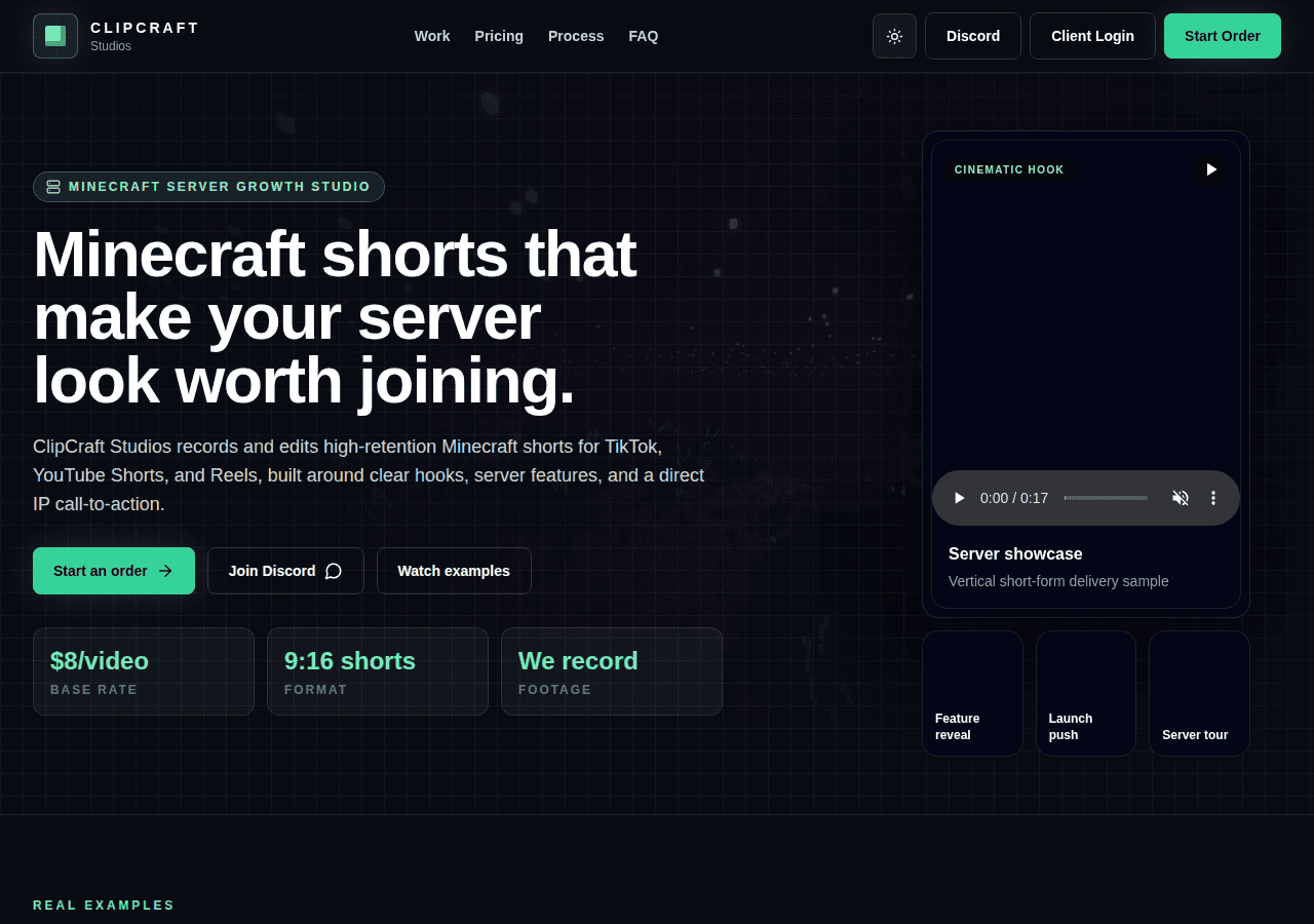 Screenshot of clipcraft.services