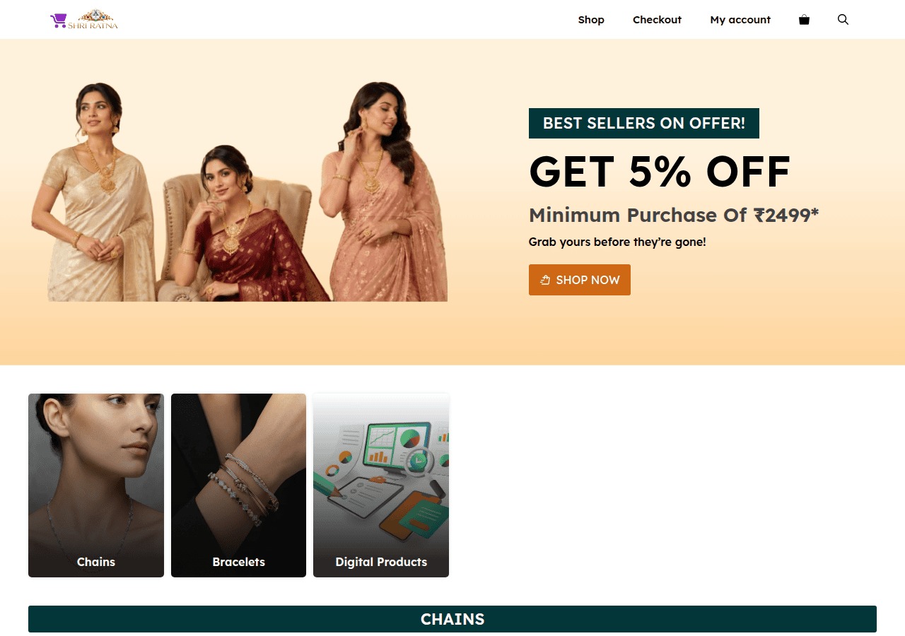 Screenshot of shriratnaa.com