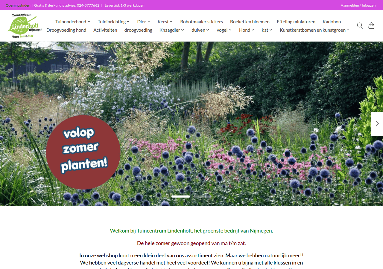 Screenshot of tuincentrumlindenholt.nl