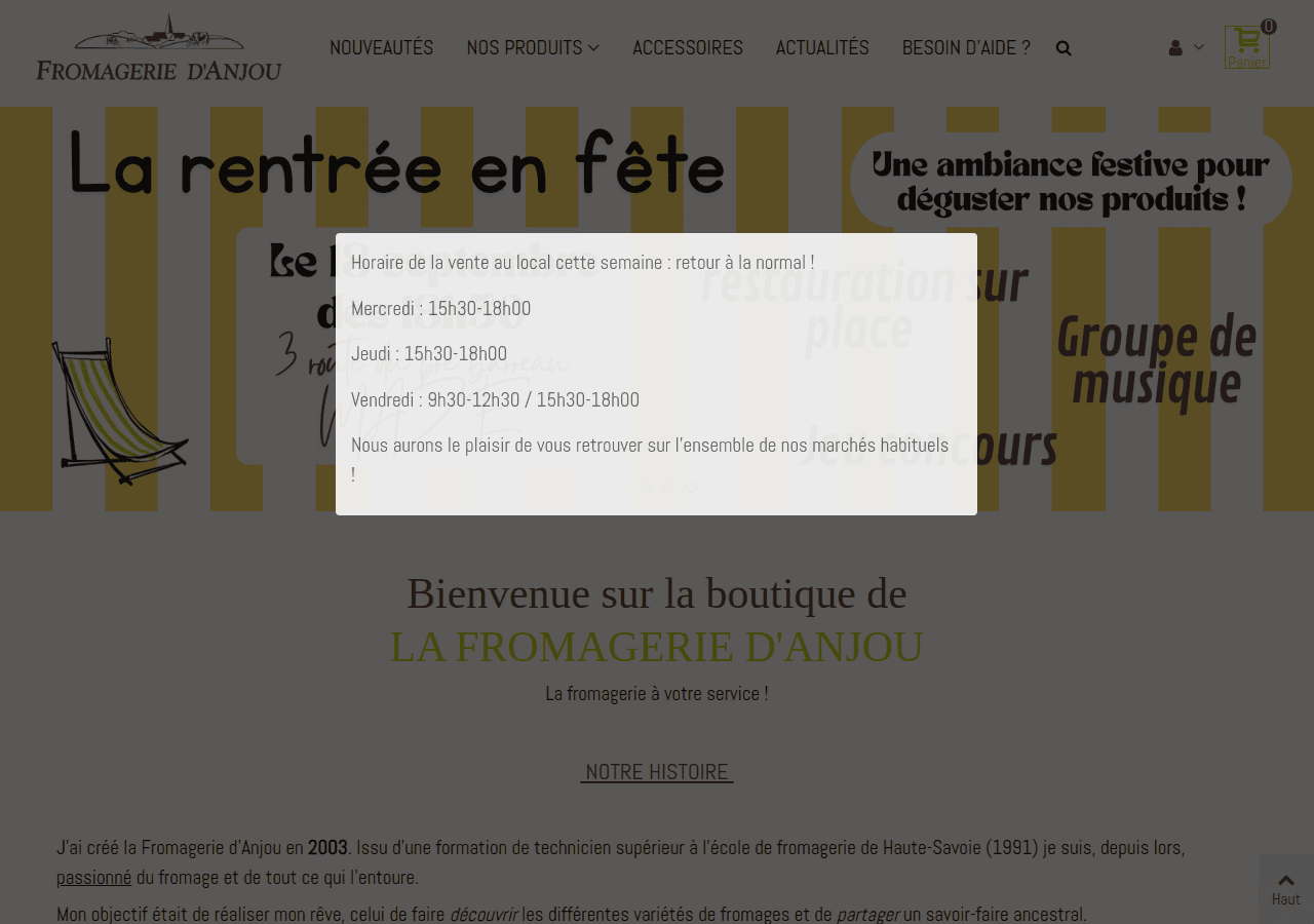 Screenshot of fromageriedanjou.com