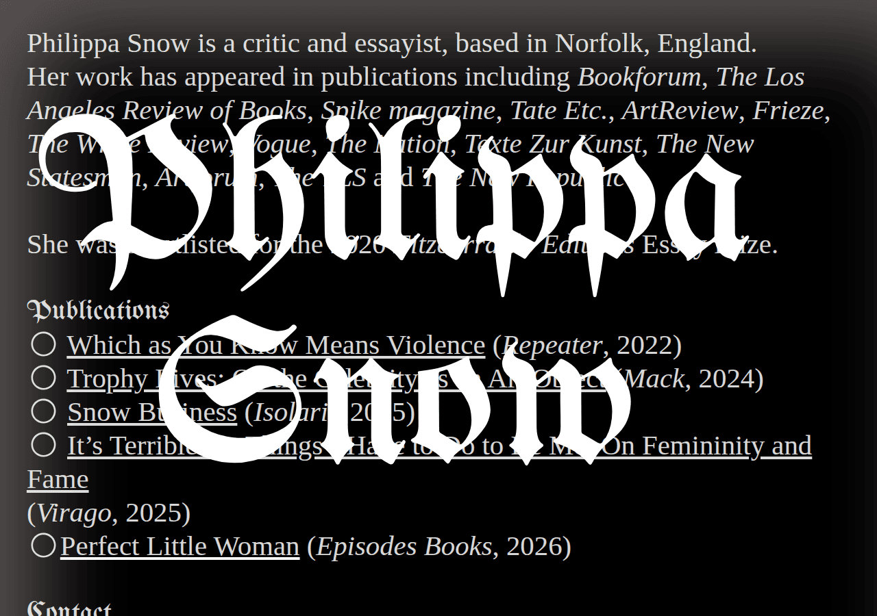 Screenshot of philippasnow.co.uk