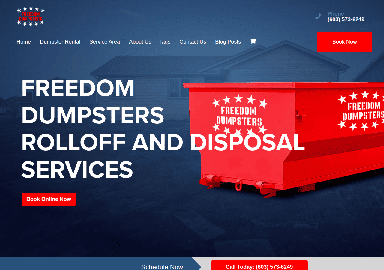 Screenshot of freedomdumpstersnh.com