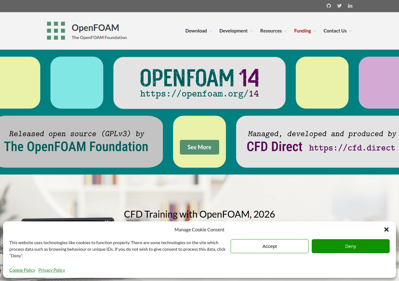 Screenshot of openfoam.org