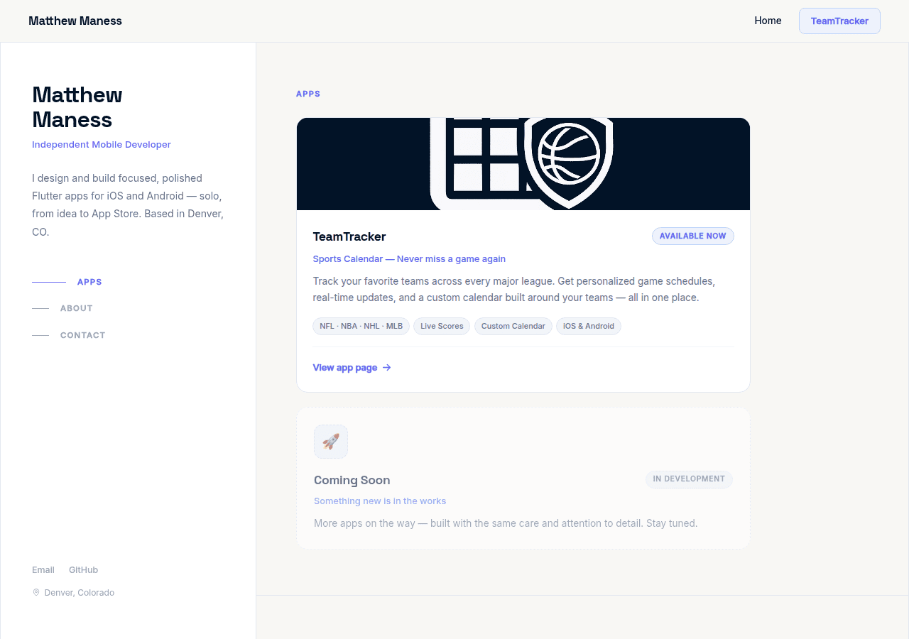 Screenshot of matthewmaness.com