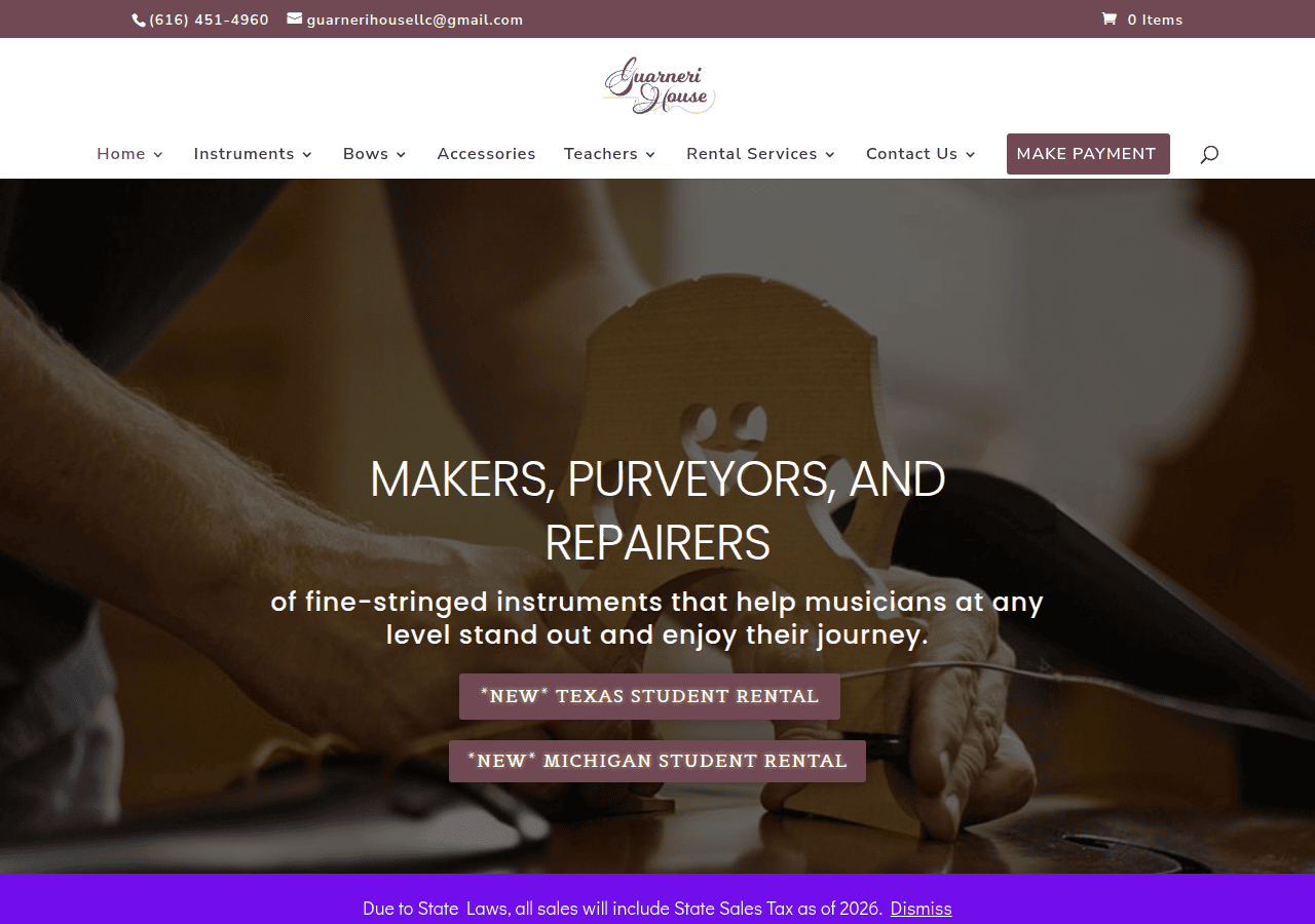 Screenshot of guarnerihouse.com