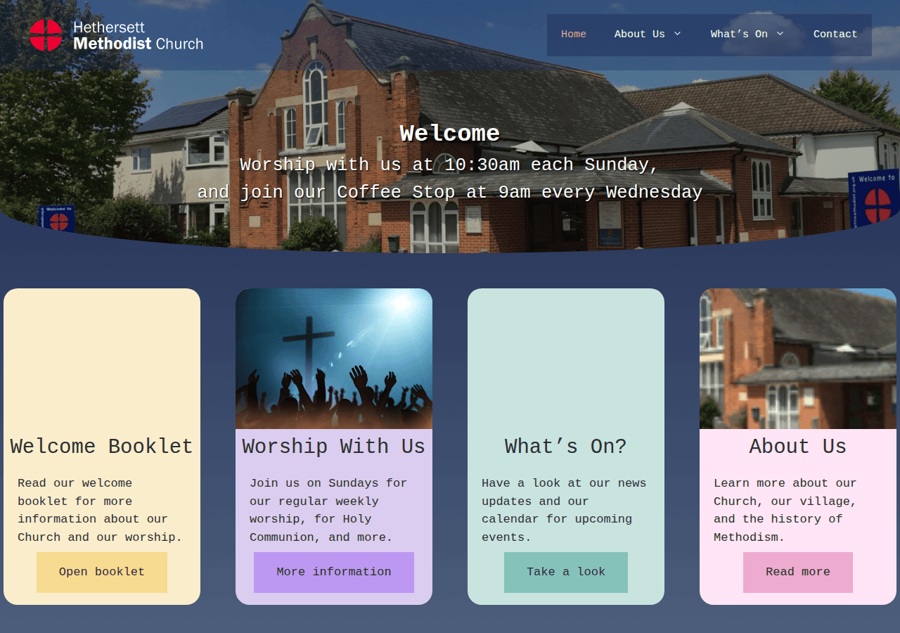 Screenshot of hethersettmethodist.org.uk