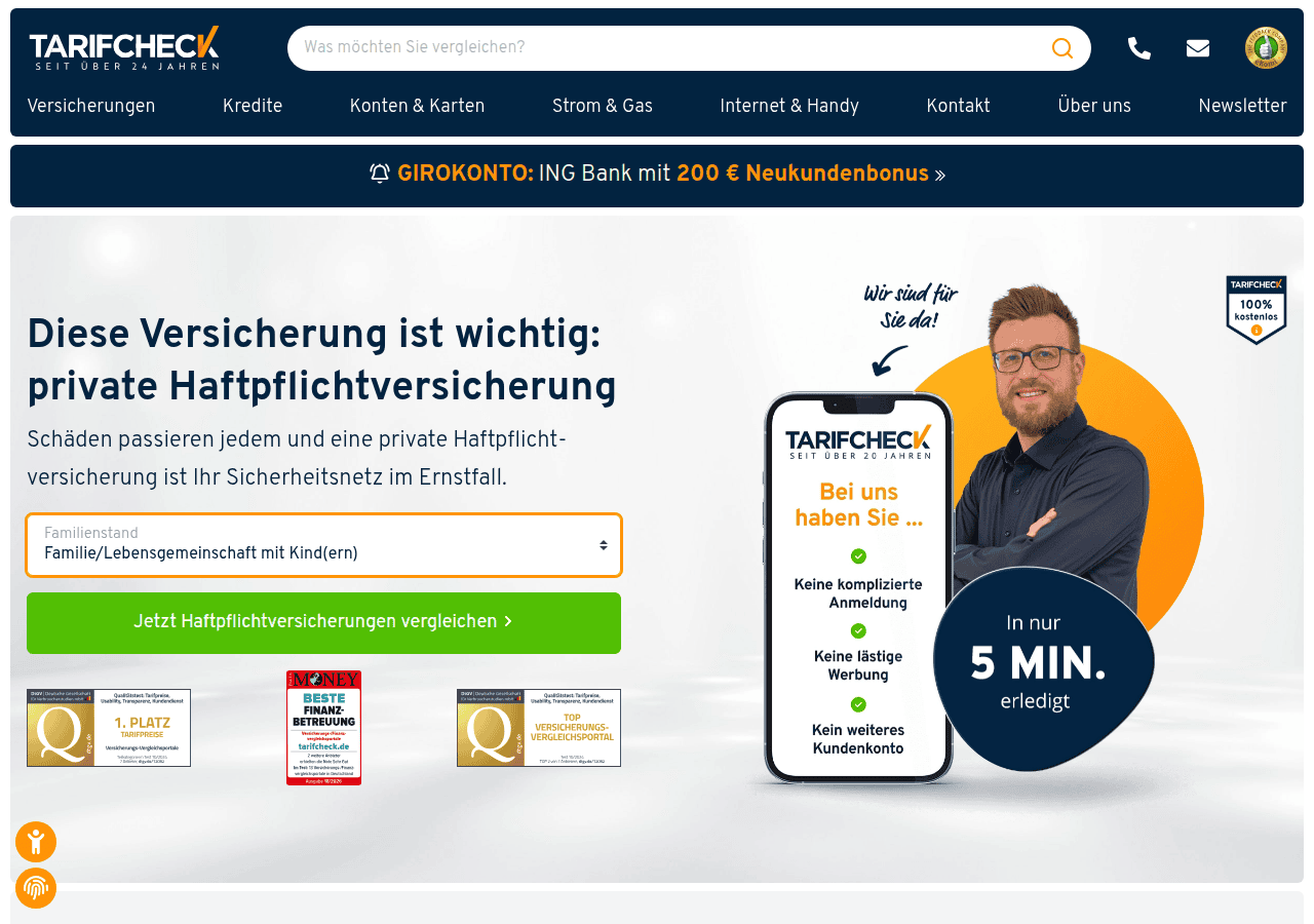 Screenshot of tarifcheck.de