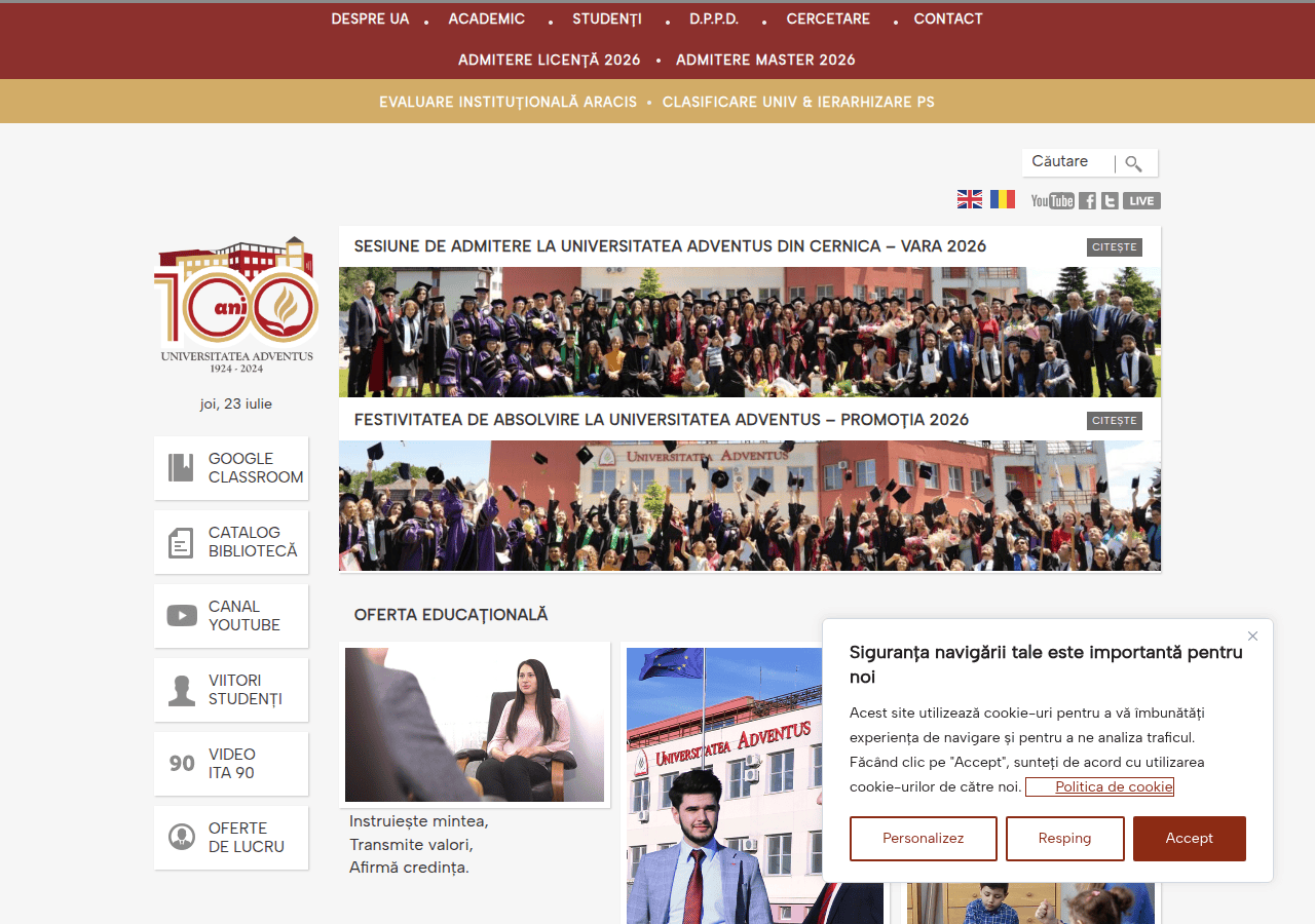 Screenshot of uadventus.ro