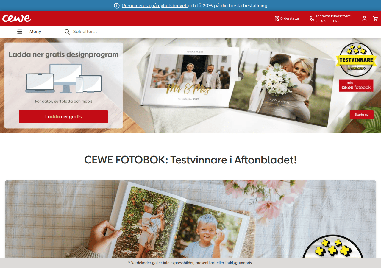 Screenshot of cewe.se