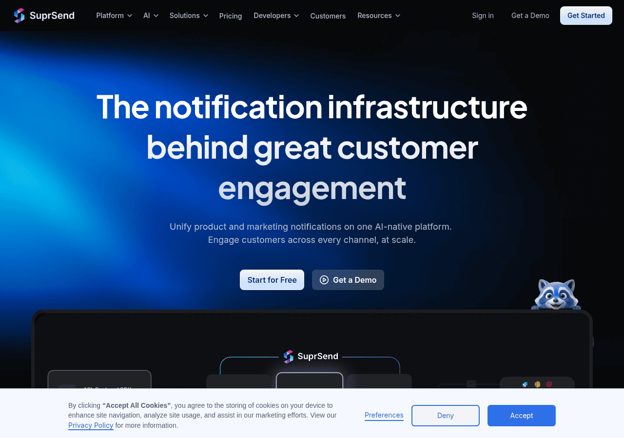 Screenshot of suprsend.com