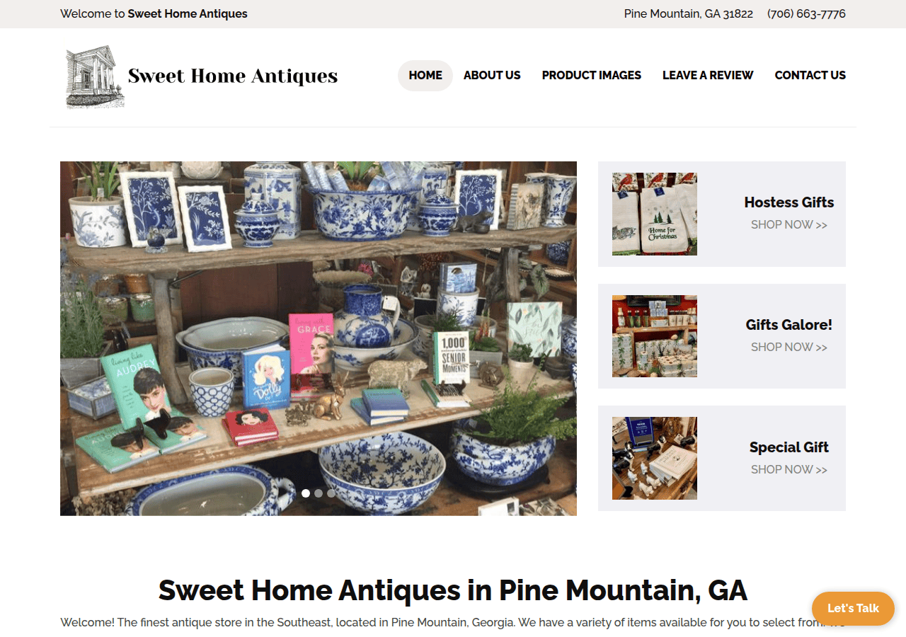 Screenshot of sweethomeantiques.com