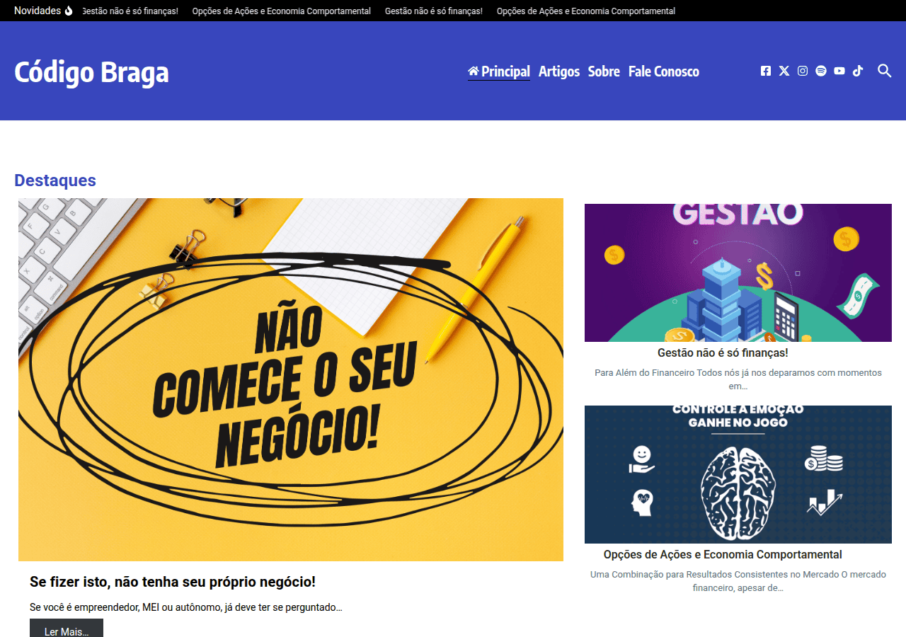 Screenshot of codigobraga.com