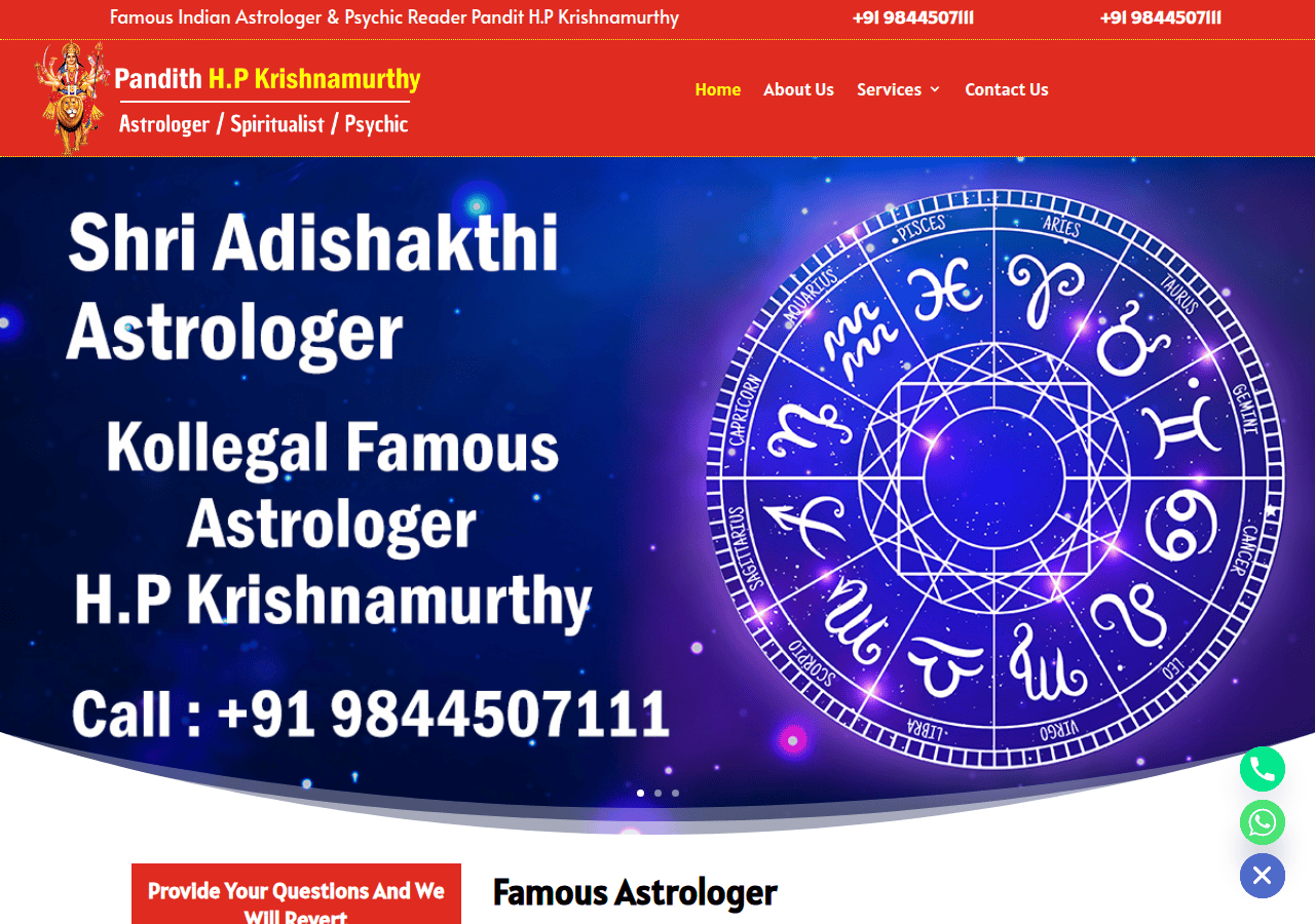 Screenshot of shriadishakthiastrologer.com