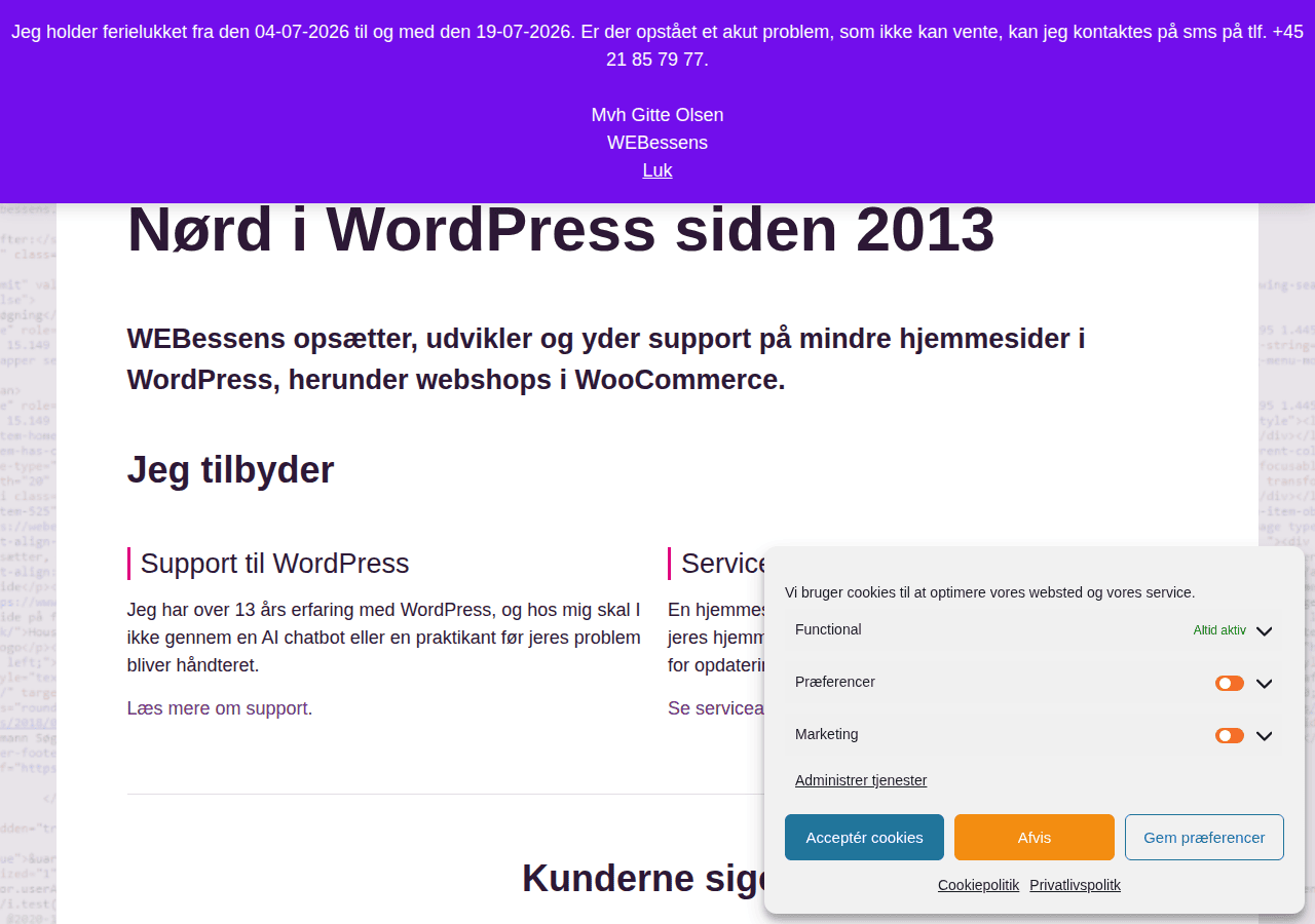 Screenshot of webessens.dk