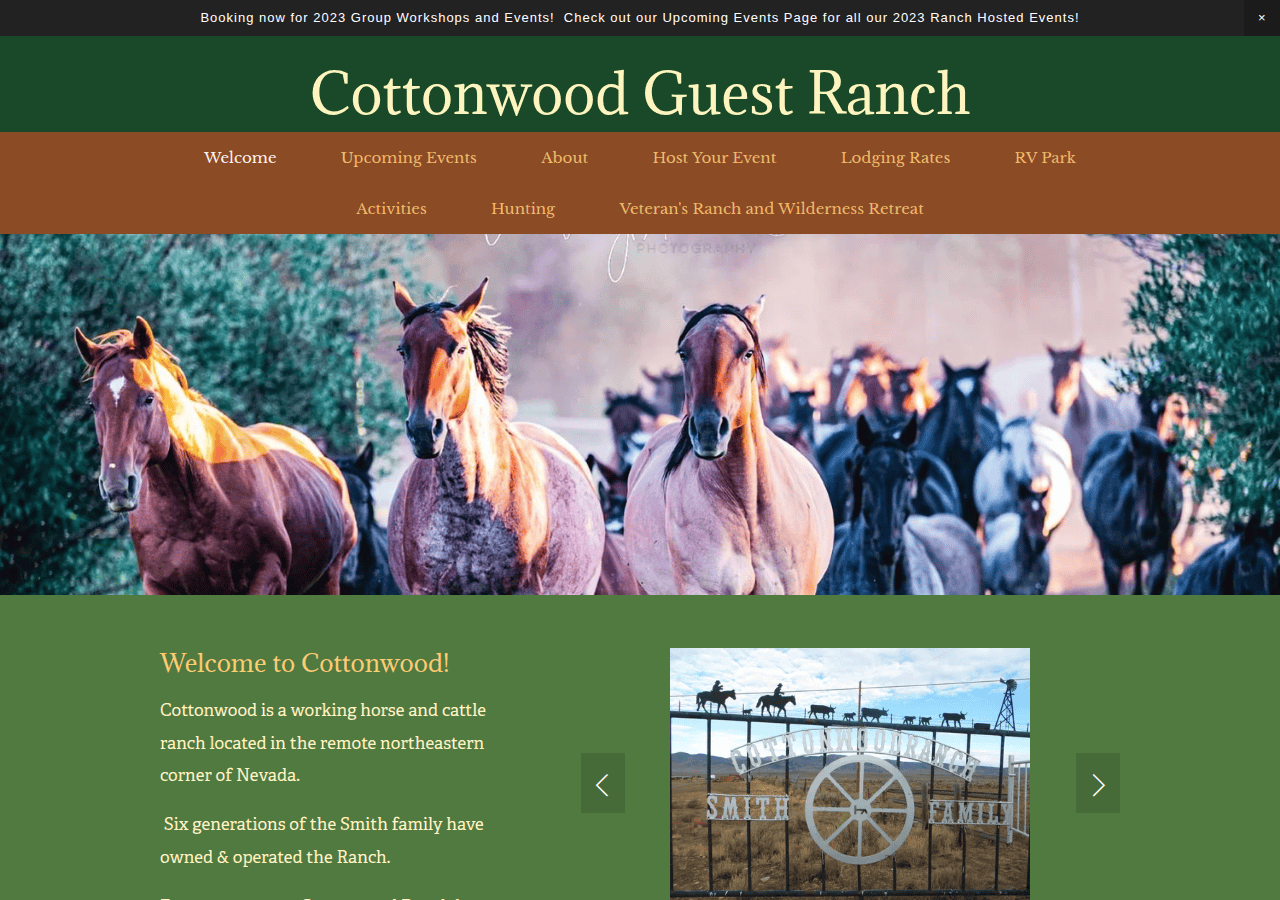 Screenshot of cottonwoodguestranch.com