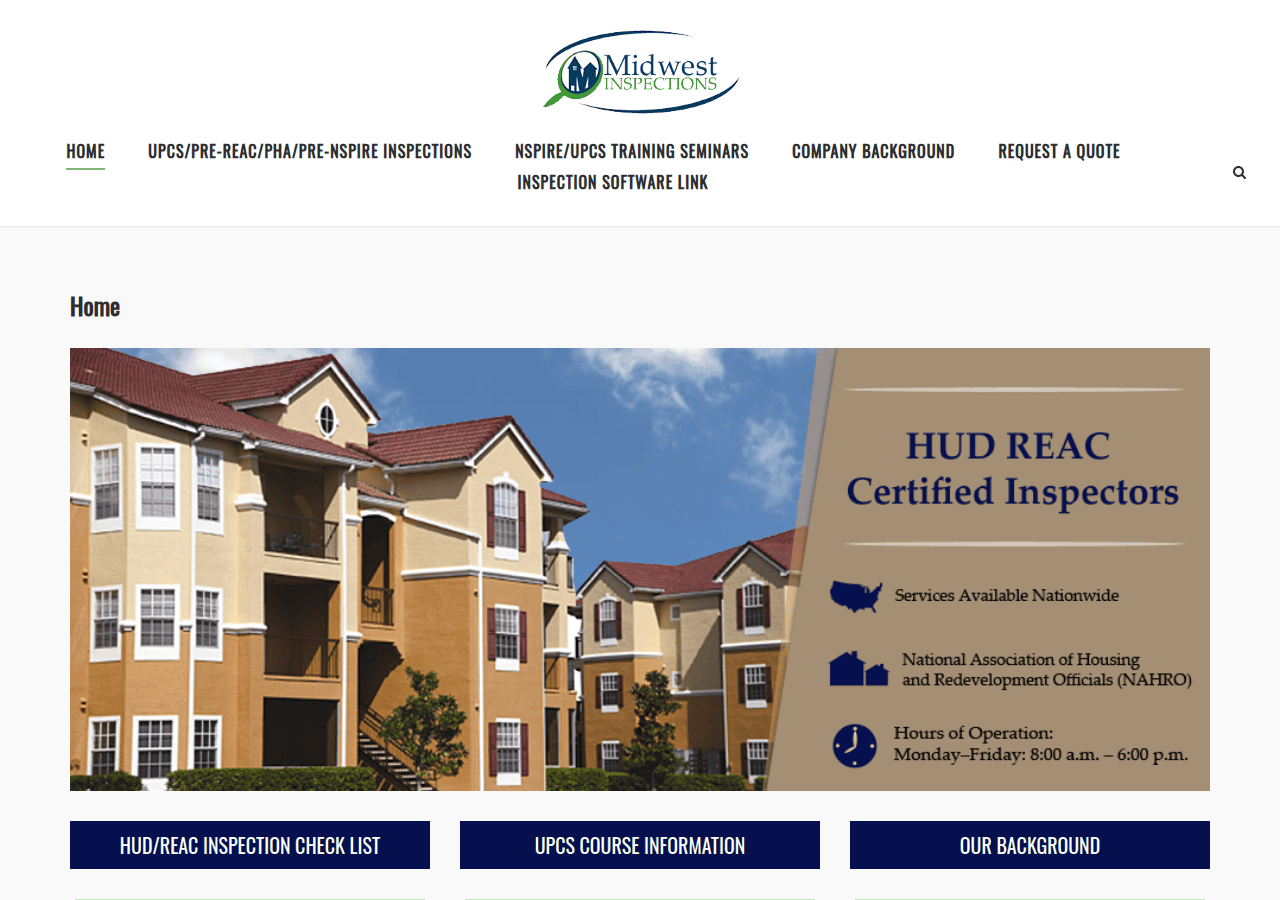 Screenshot of mwinspections.com