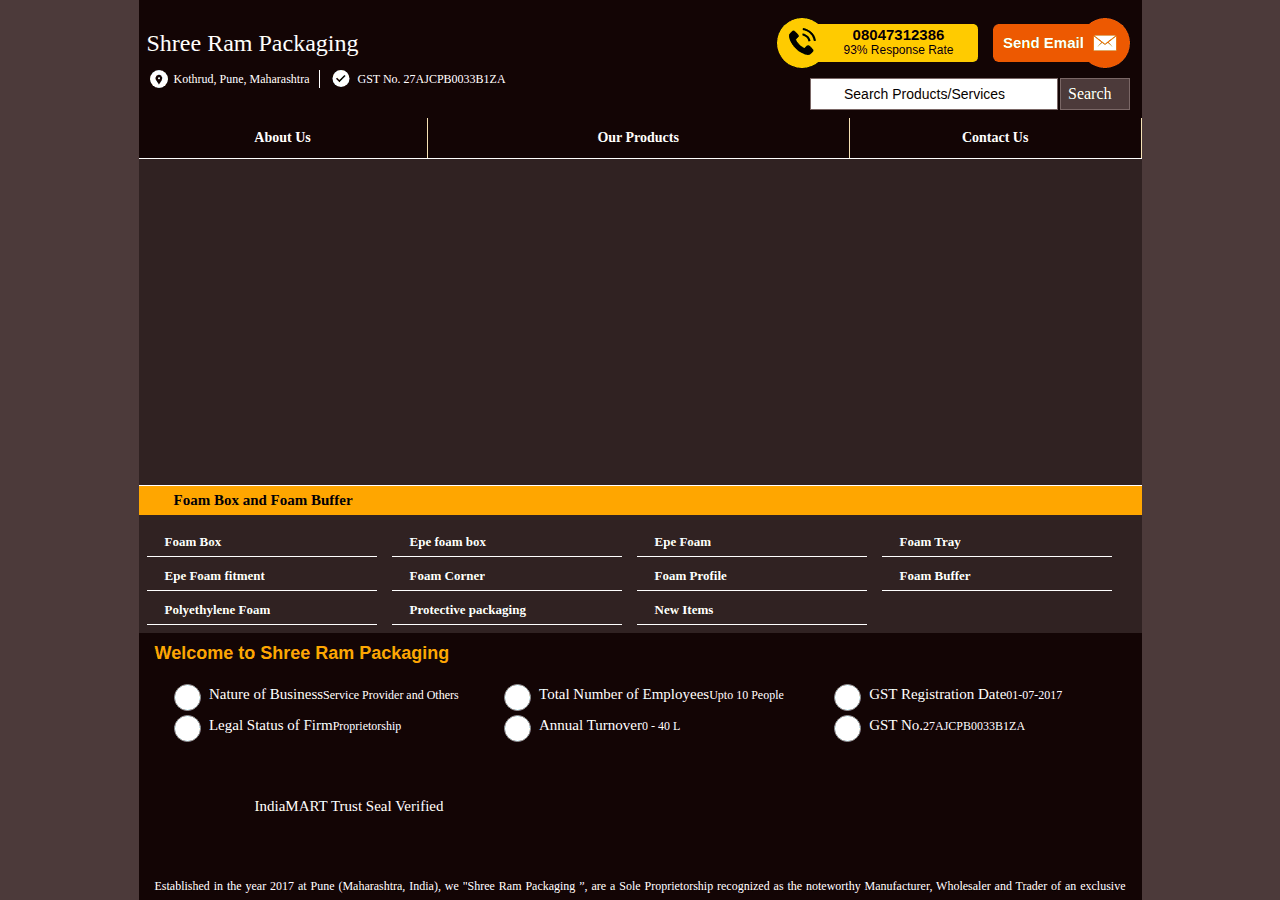 Screenshot of shreerampackaging.in
