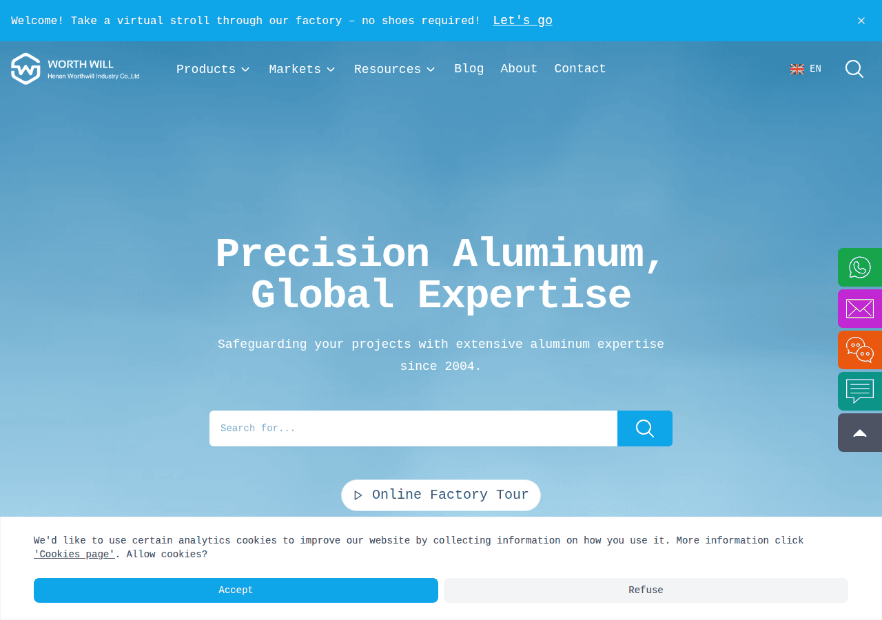 Screenshot of worthwillaluminium.com