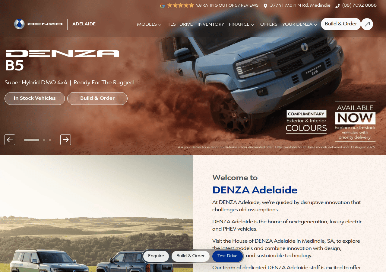 Screenshot of denza-adelaide.com.au