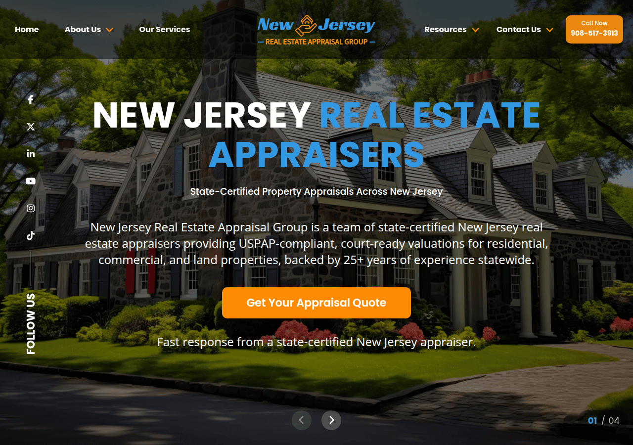 Screenshot of newjerseyrealestateappraisal.com