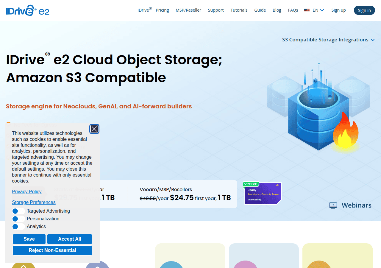 Screenshot of idrive.com