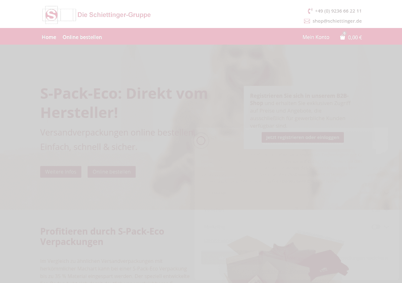 Screenshot of schiettinger-shop.de