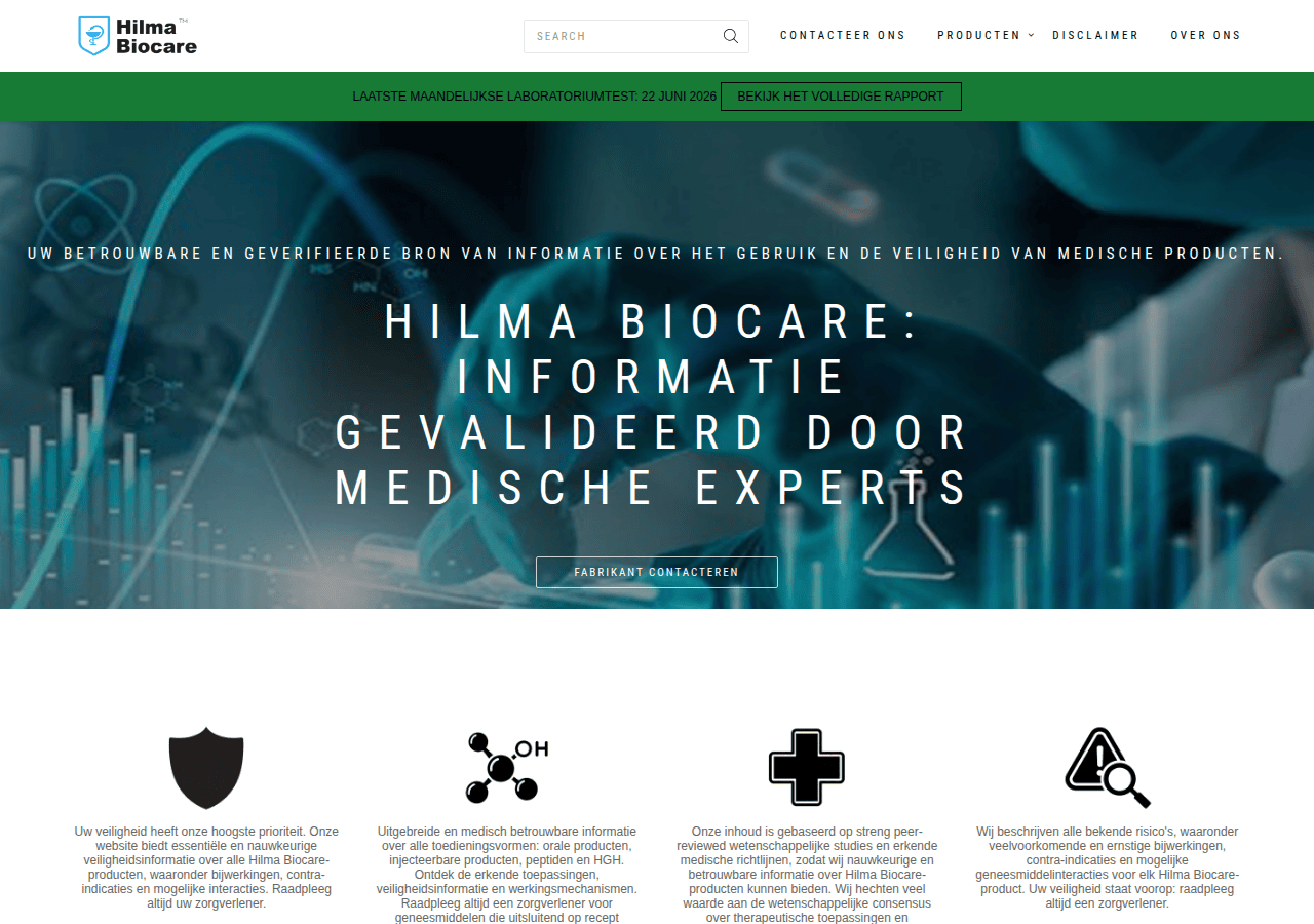 Screenshot of hilma-biocare.nl