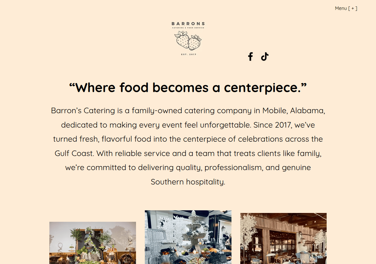 Screenshot of barronscatering.net