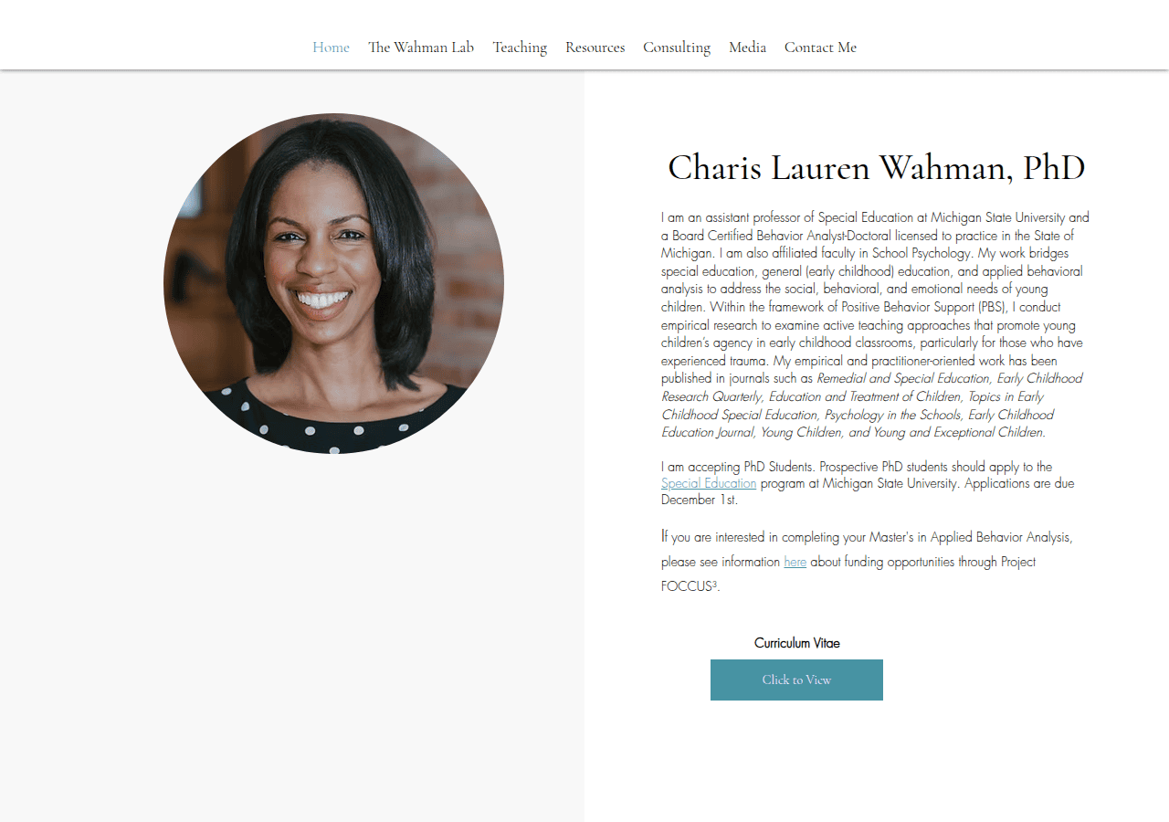 Screenshot of charislaurenwahman.com