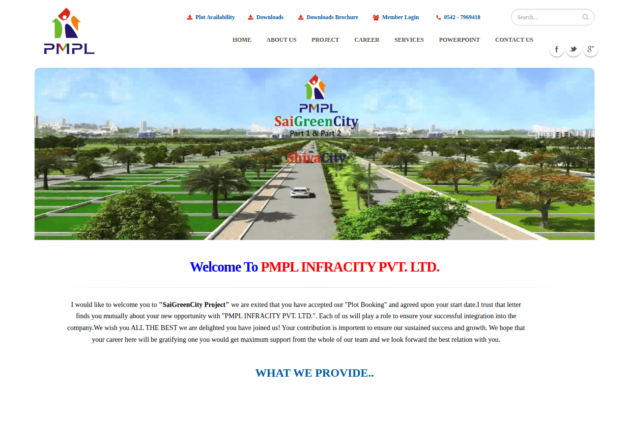 Screenshot of pmplinfra.com