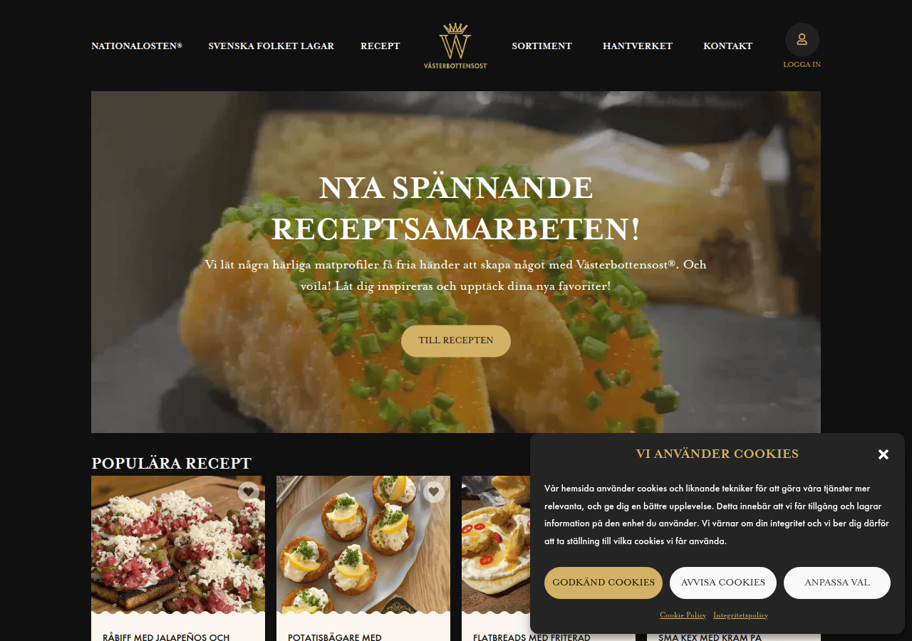 Screenshot of vasterbottensost.com