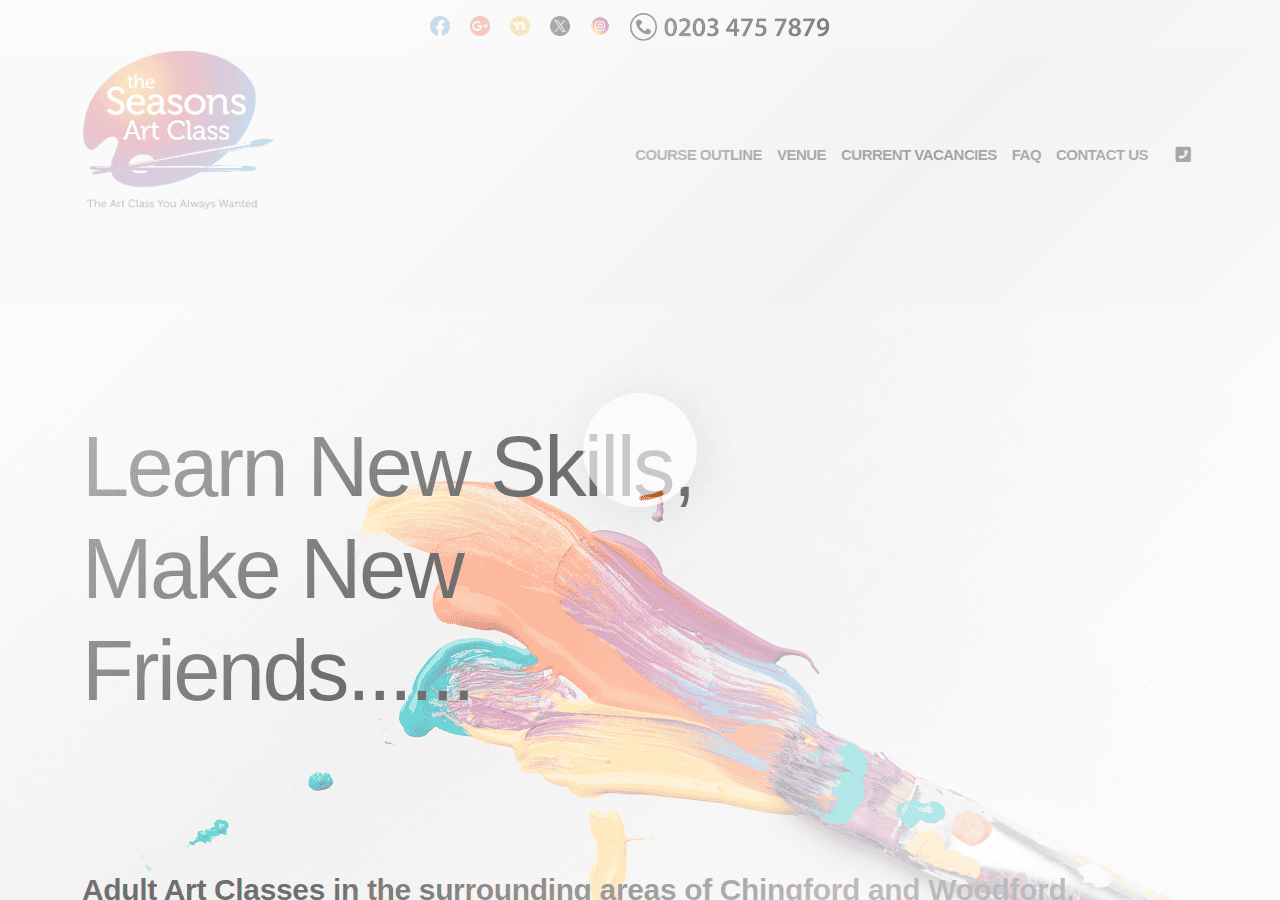 Screenshot of artclasseschingford.co.uk