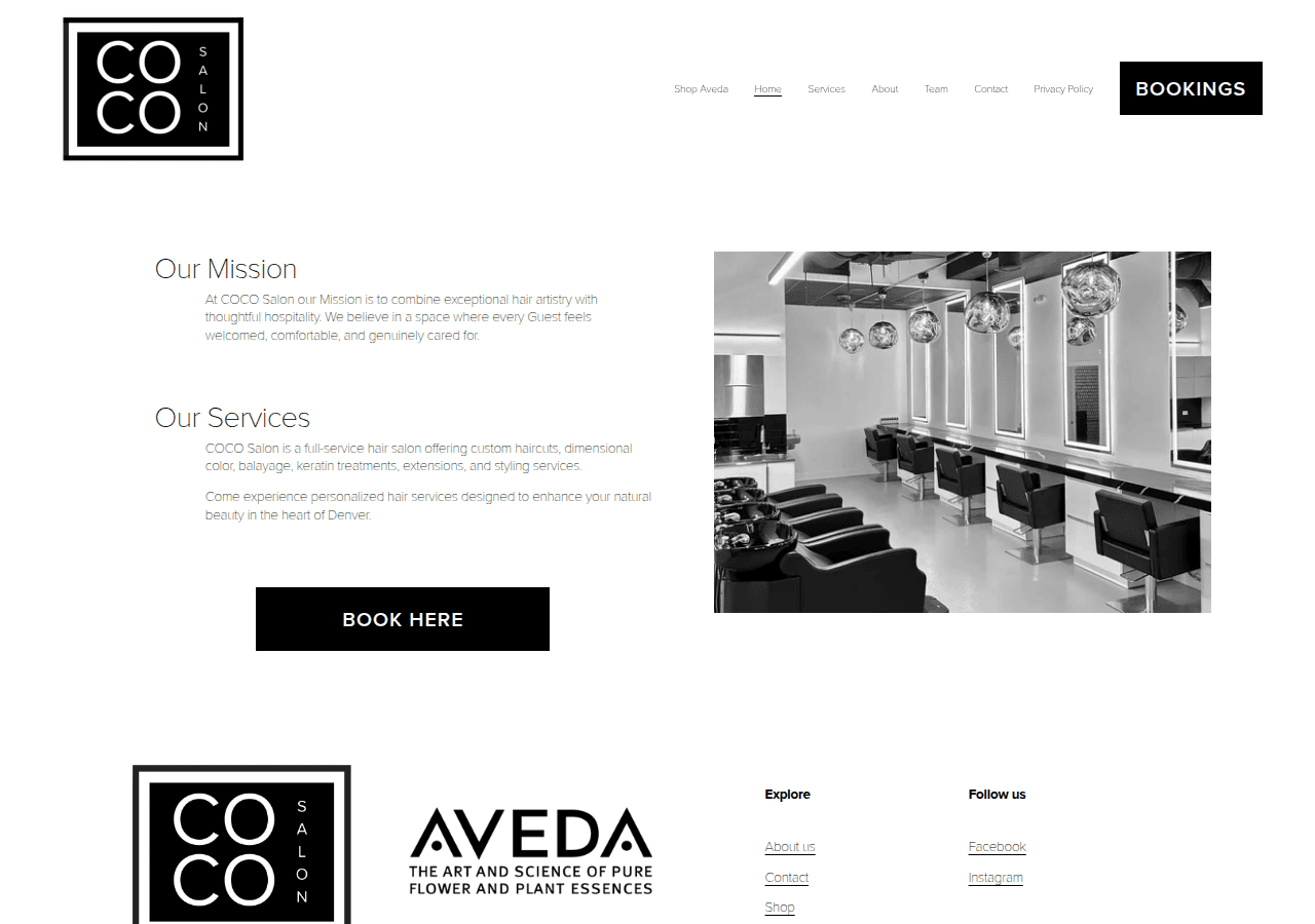 Screenshot of cocosalondenver.com