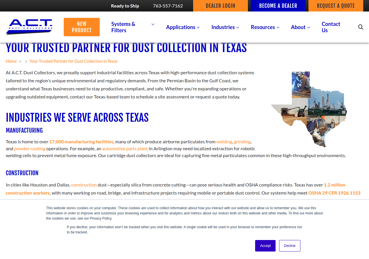 Screenshot of actdustcollectors.com