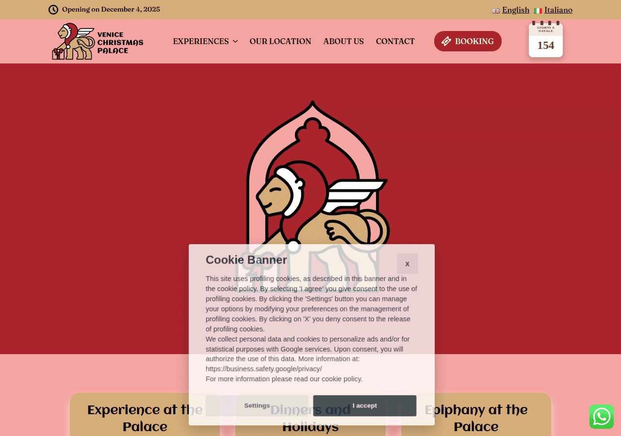 Screenshot of venicechristmaspalace.com