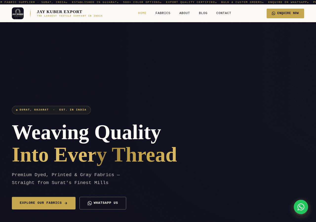 Screenshot of jaykuberexport.com