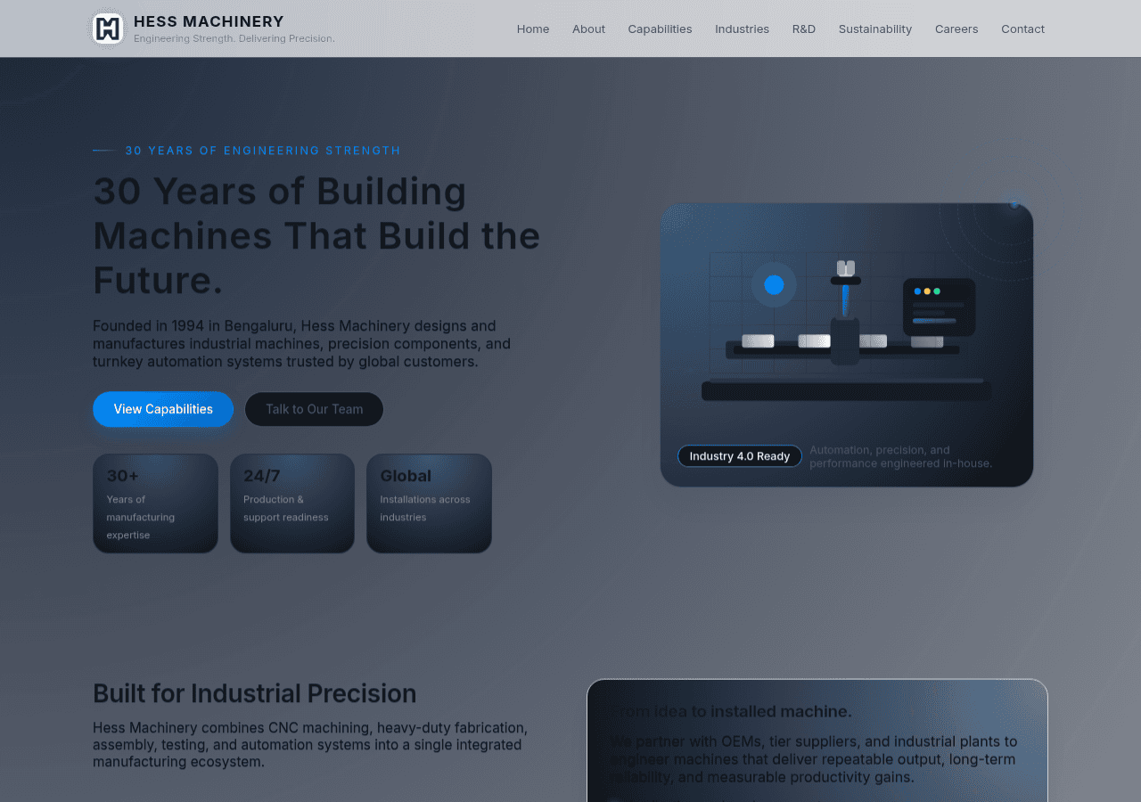 Screenshot of hessmachinery.com
