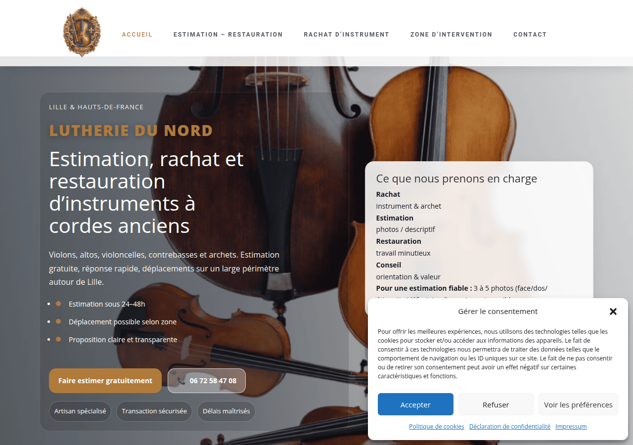 Screenshot of rachat-violon-lille.fr