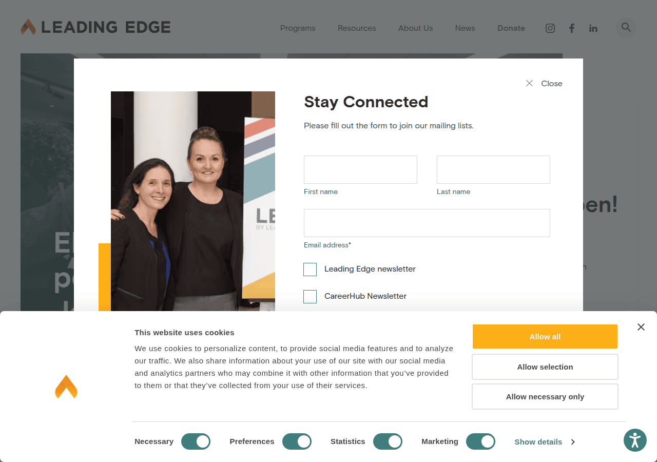 Screenshot of leadingedge.org