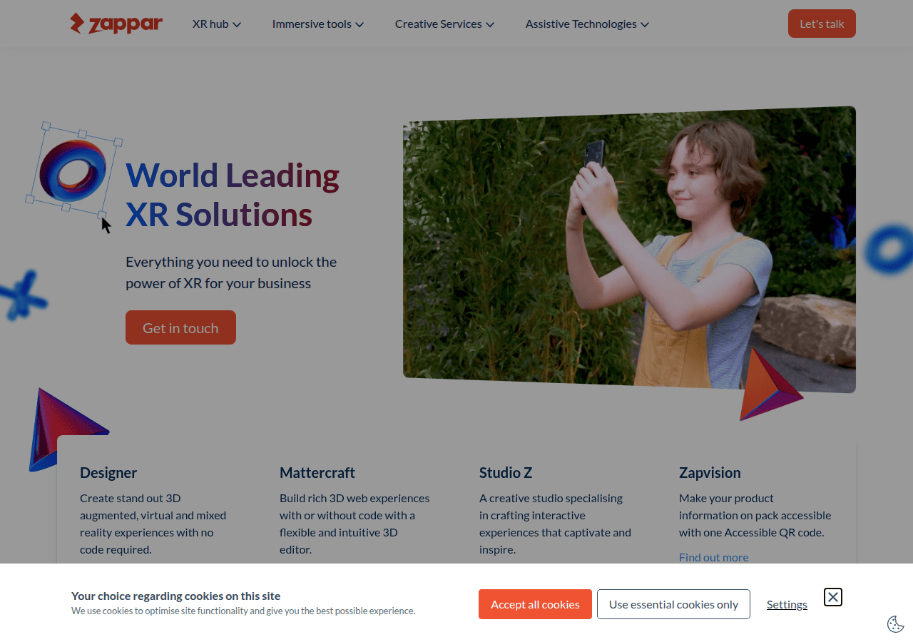 Screenshot of zappar.com